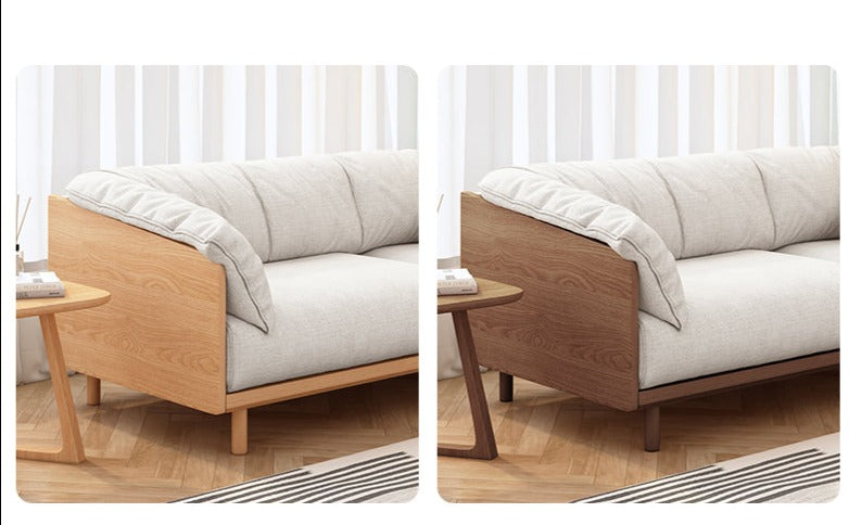 ELLIE Scandinavian Sofa Japanese Nordic Style Full Wood Frame 90 to 260 cm   ( 1, 2 3 Seater, Choice of 6 Size, 5 Color )