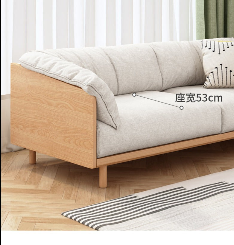 ELLIE Scandinavian Sofa Japanese Nordic Style Full Wood Frame 90 to 260 cm   ( 1, 2 3 Seater, Choice of 6 Size, 5 Color )