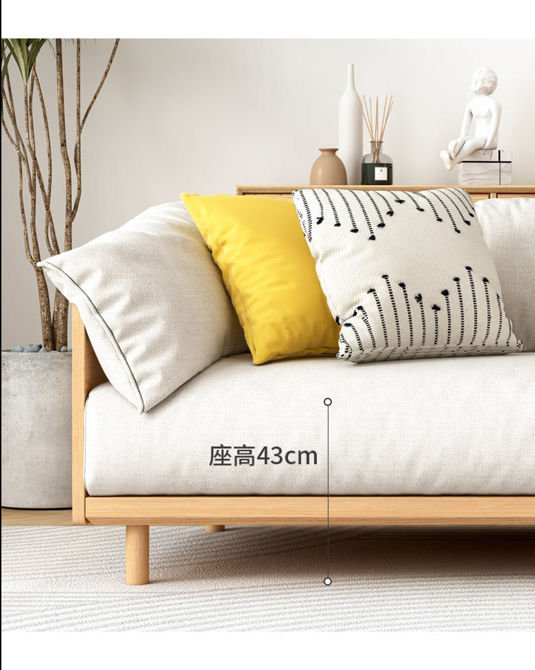 ELLIE Scandinavian Sofa Japanese Nordic Style Full Wood Frame 90 to 260 cm   ( 1, 2 3 Seater, Choice of 6 Size, 5 Color )