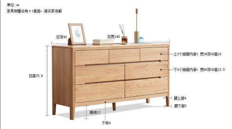 WAREHOUSE SALE GAVIN Pure Solid Wood 7 Drawers commode Nordic Scandinavian