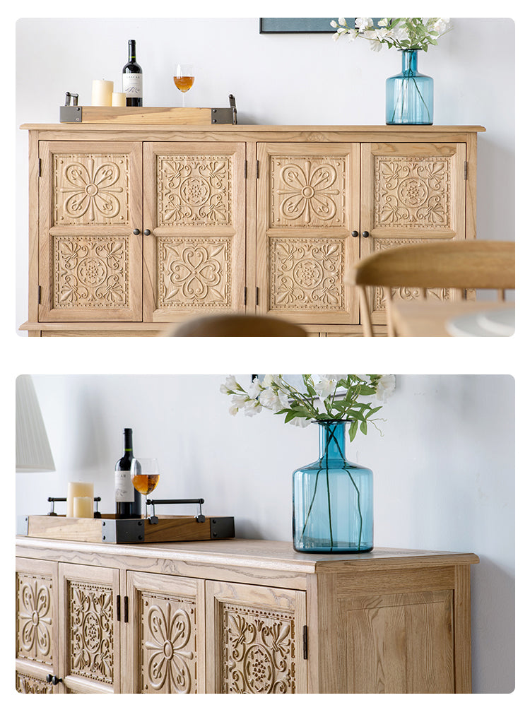 GENESIS French Moroccan Buffet Retro Solid Wood Carved Sideboard TV Console Cabinet