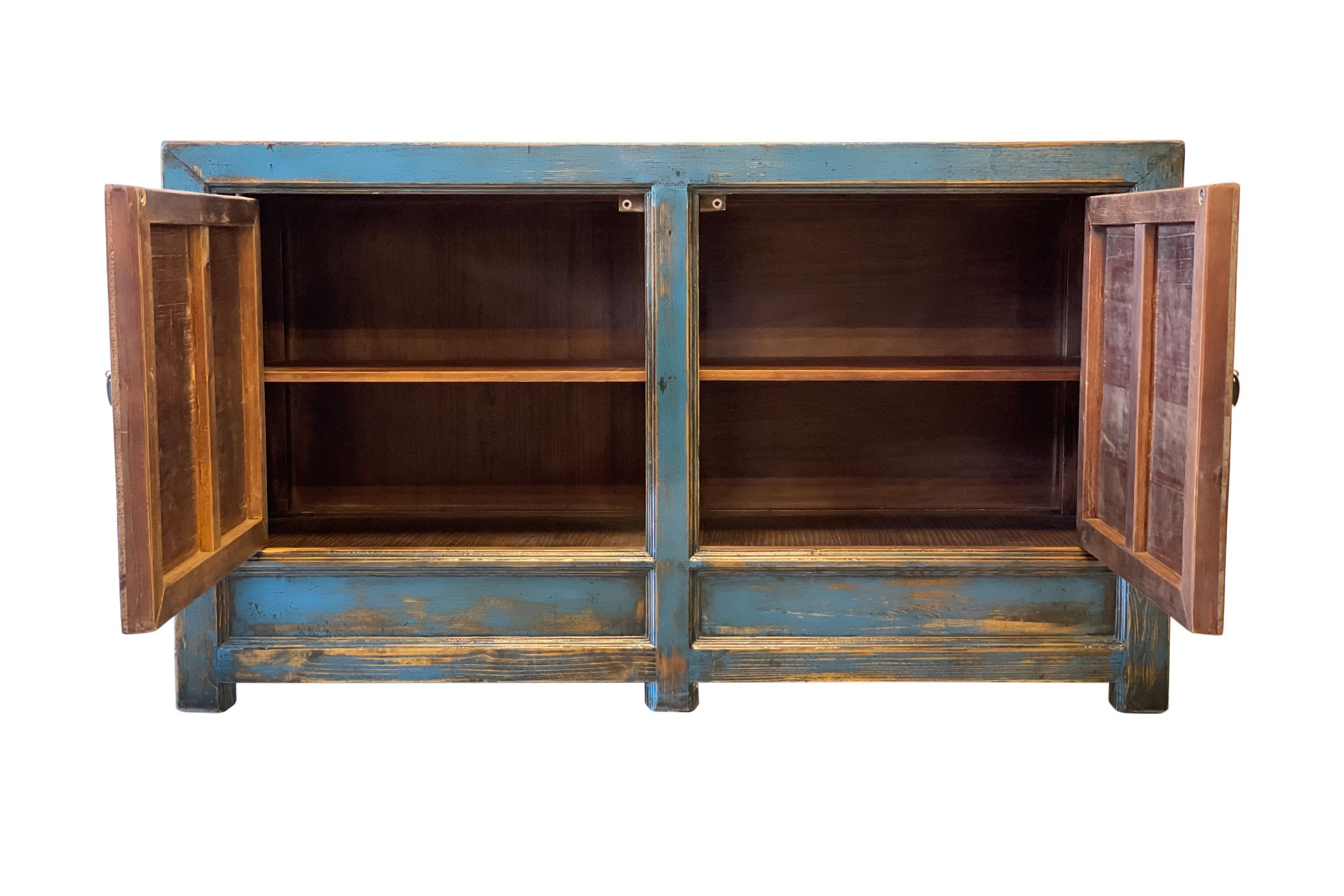 李 Li Blue 2 Door Sideboard. New, Reclaimed Pine Wood