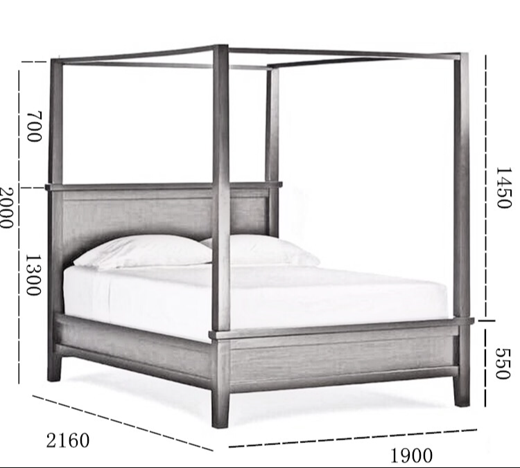 INGMAR COURTYARD Scandinavian East Asian Full Solid Wood Double Bed Frame Queen and King Size