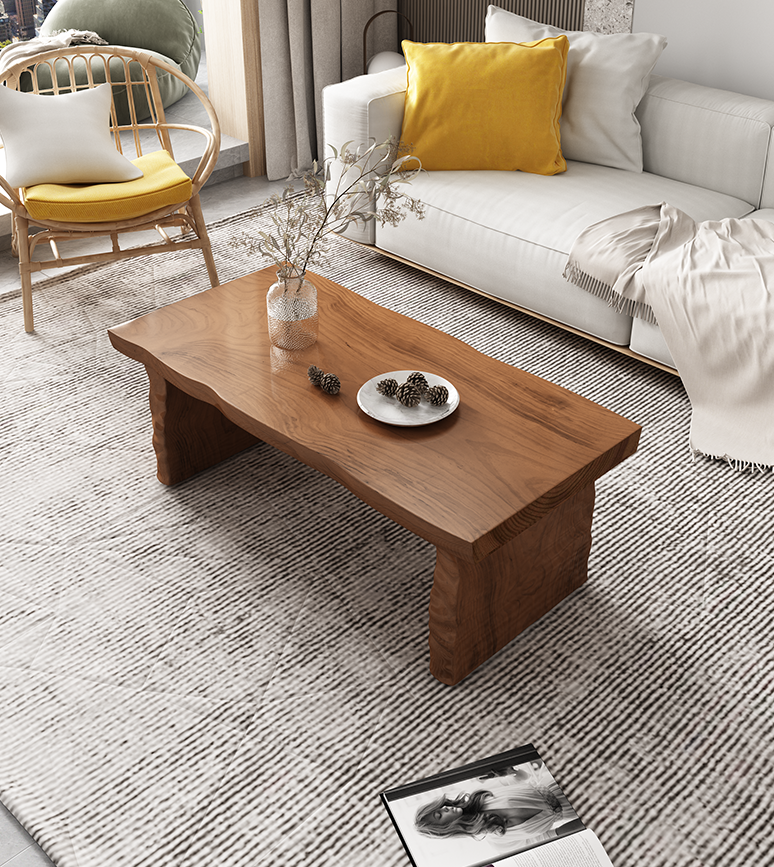 JAXSON Live Edge Coffee Table Solid Wood Nordic