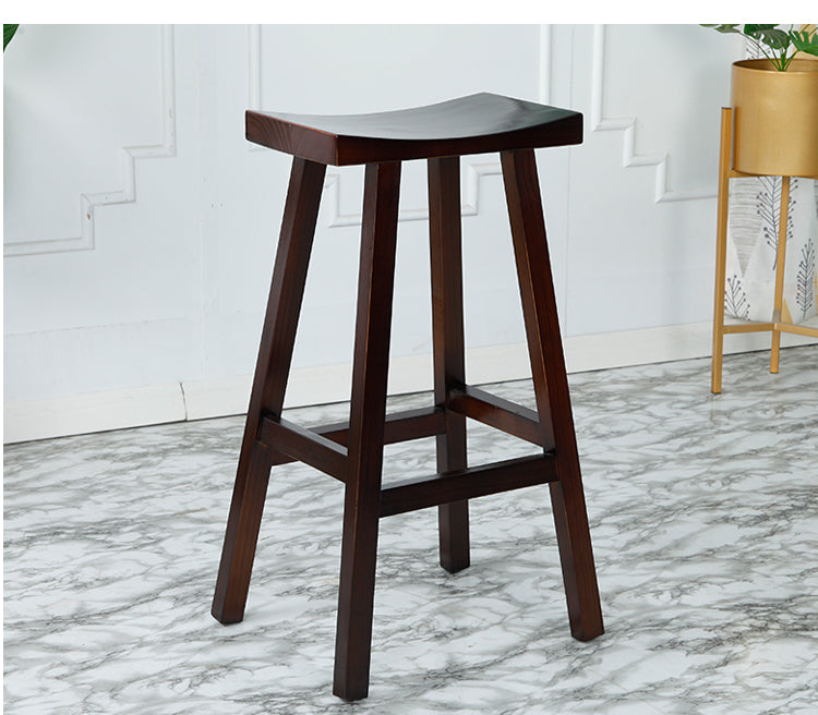 Luca High Bar Stool Solid Wood Saddle High Chair Cafe BR 067 WD