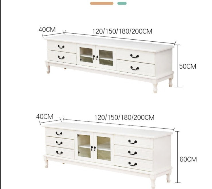 WAREHOUSE SALE MATEO European Style Solid Wood TV Console Cabinet ( Size 1,2 to 2m , 4 Color ) ( Discount Price $1099 Special Price $699 )