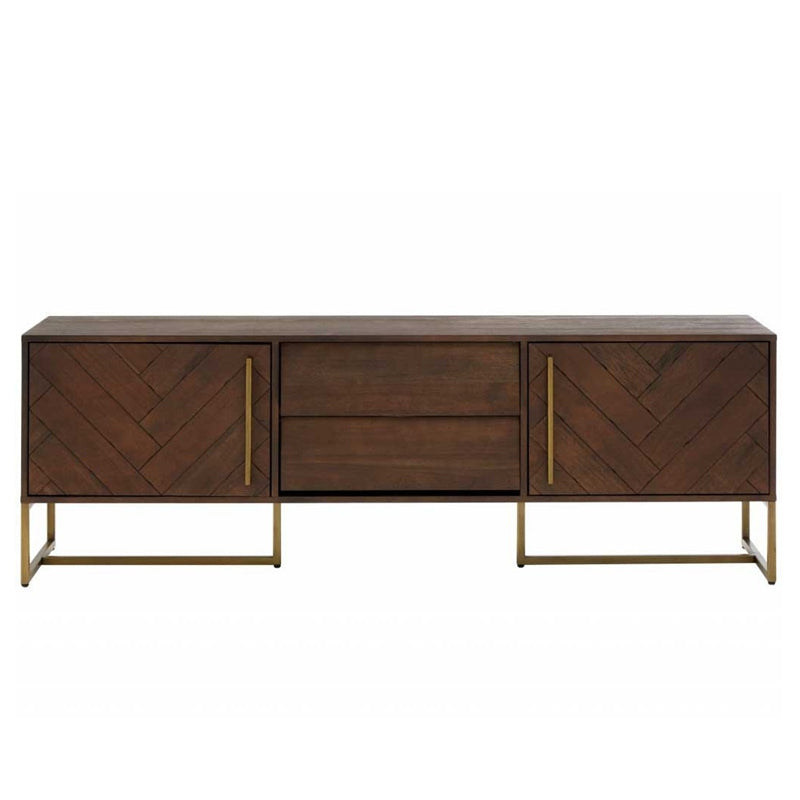 ZOE Herringbone American Ash Acacia Wood TV Console Nordic Retro Solid Wood