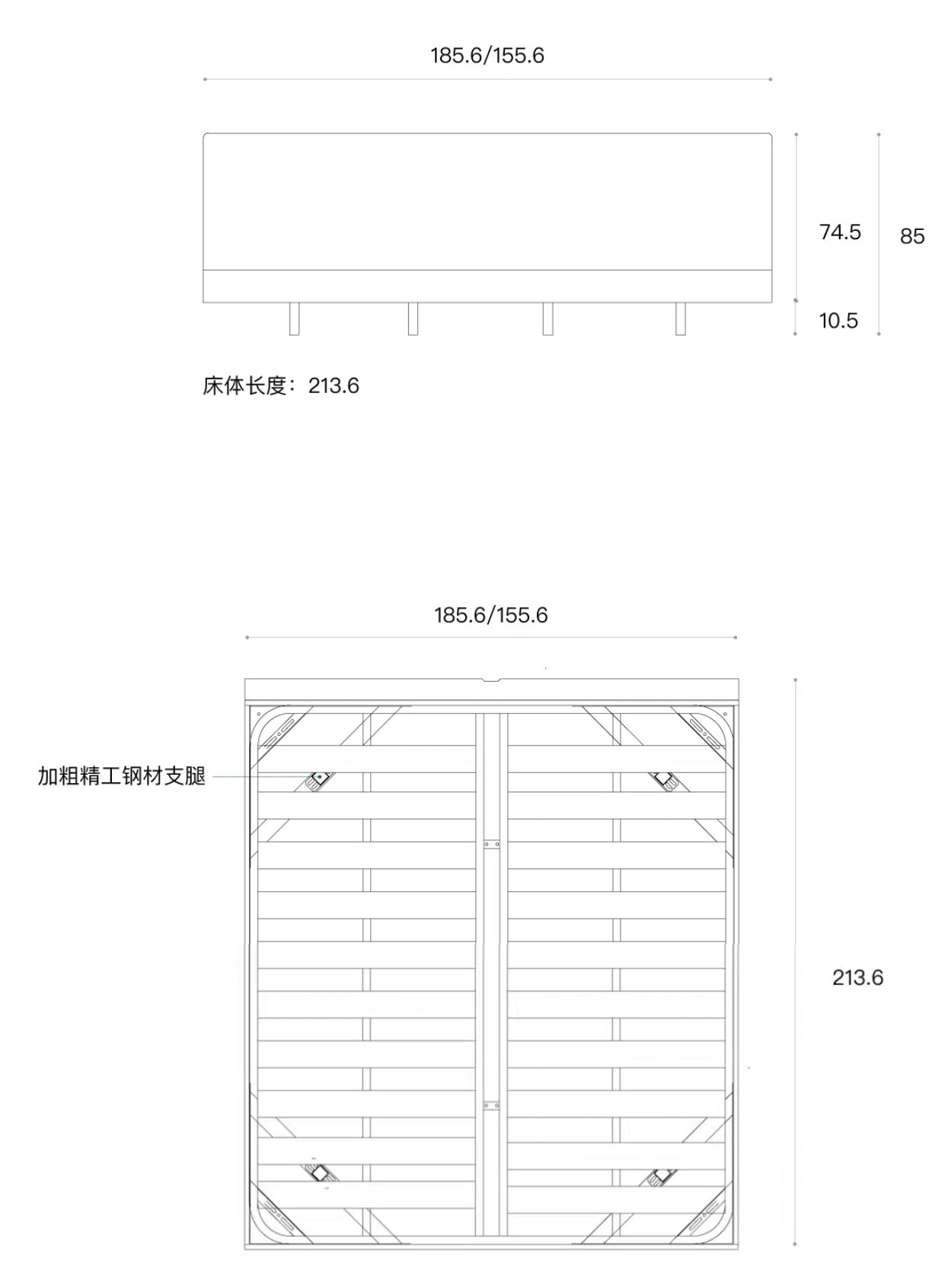 NJORD HAMPTON Scandinavian Solid Wood Suspended Bed Frame