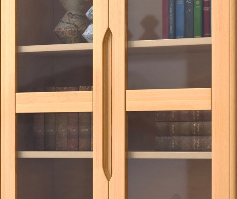 KAYDENA COURTYARD Scandinavian Solid Wood Glass Display Cabinet Bookcase